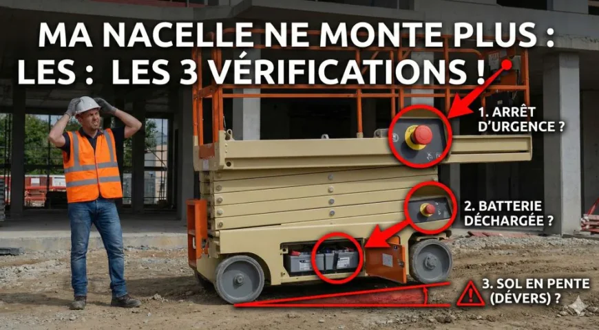 Ma nacelle ciseaux ne monte plus : 3 vérifications à faire avant d’appeler le dépannage