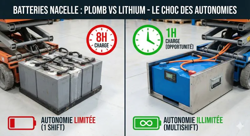 Batteries Plomb vs Lithium : Quelle autonomie réelle pour votre nacelle électrique ?